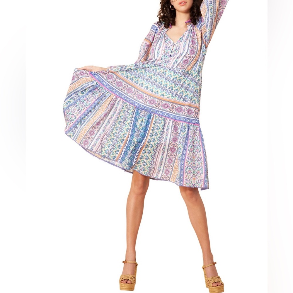 Hale Bob Colorful Patterned Midi Dress